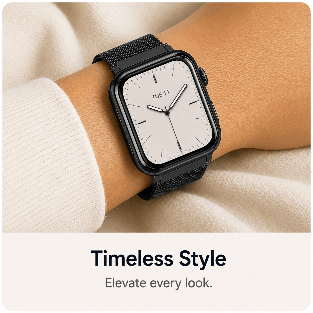 Black Milanese Mesh Apple Watch Band with Protective Case Bundle Apple Watch Band Elements Watches