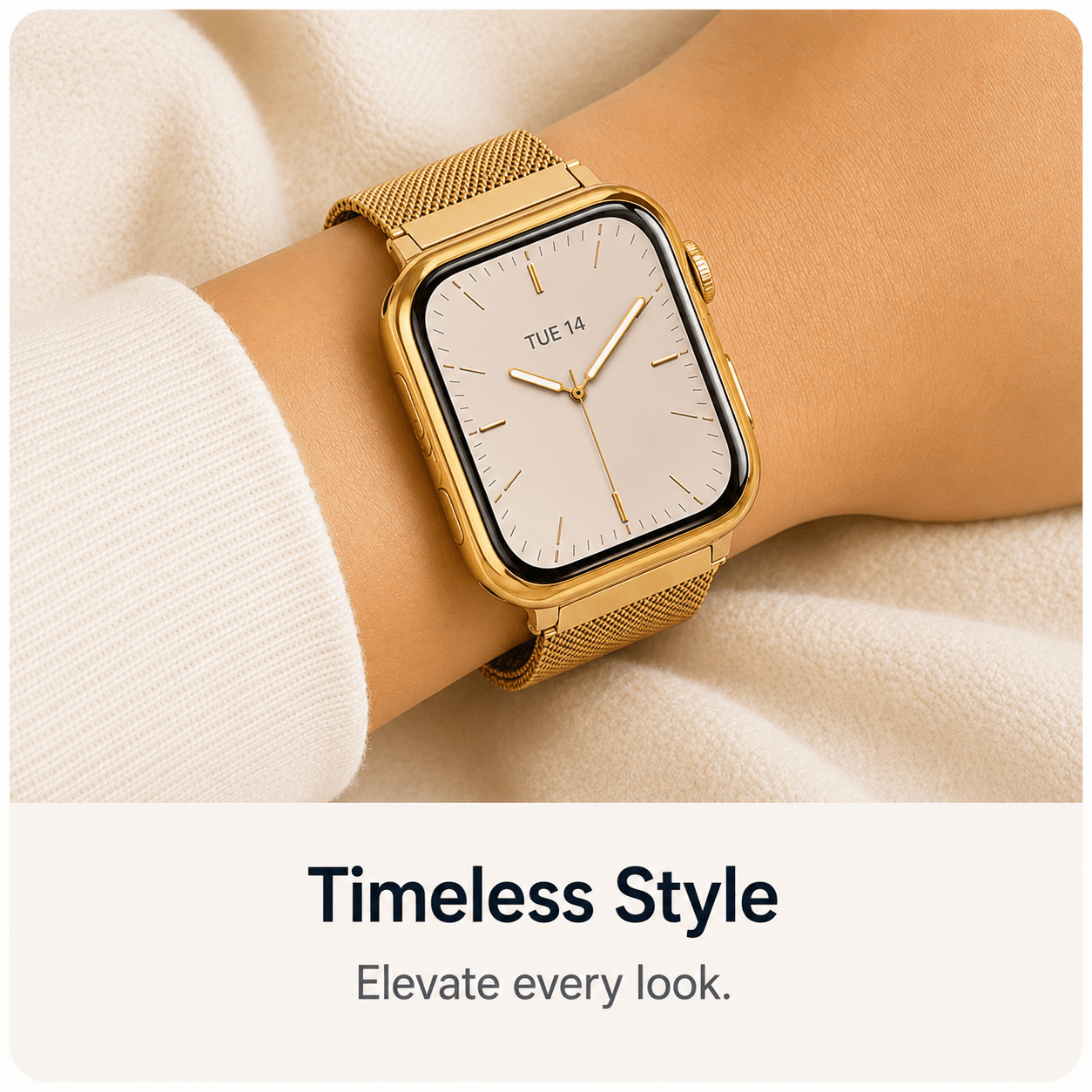 Gold Milanese Mesh Apple Watch Band with Protective Case Bundle Watch Bands Elements Watches