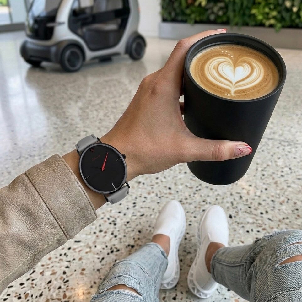 Life 40 Slate | Women’s Grey Leather Strap Watch 40mm | Watch Elements Watches
