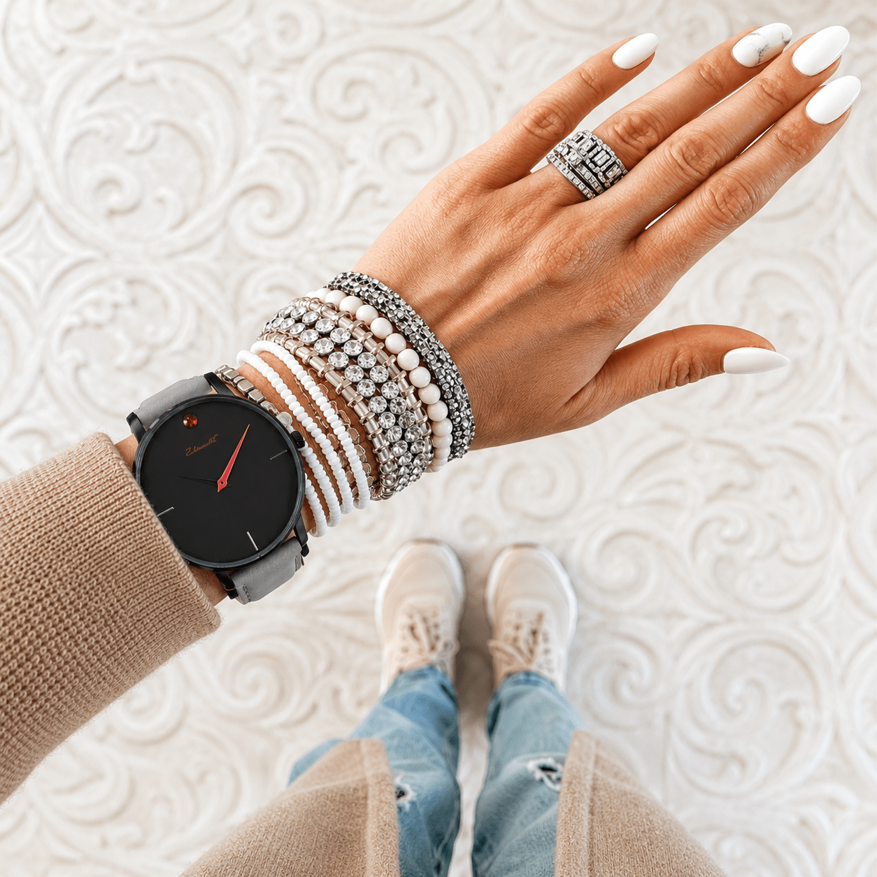 Life 40 Slate | Women’s Grey Leather Strap Watch 40mm | Watch Elements Watches