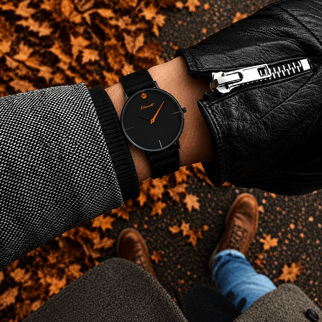 Mens Minimalist Strap Watch | BEST FRIEND 40 NERO Watch Elements Watches