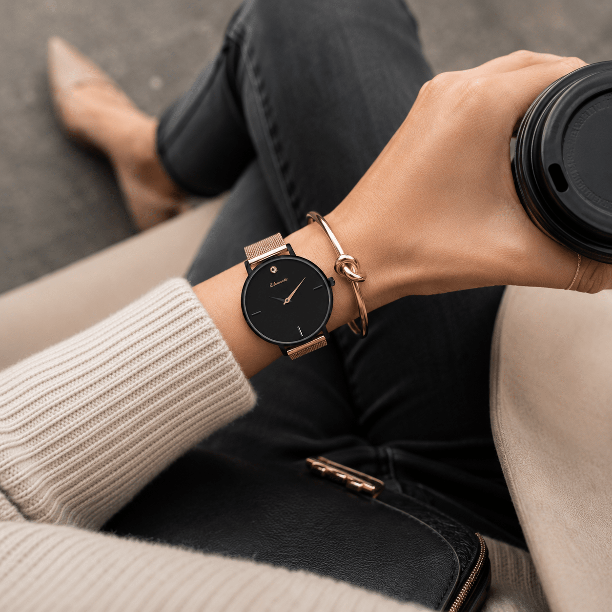 Rose Gold Mesh Women’s Watch 36mm | Strength 36 Rose Watch Elements Watches