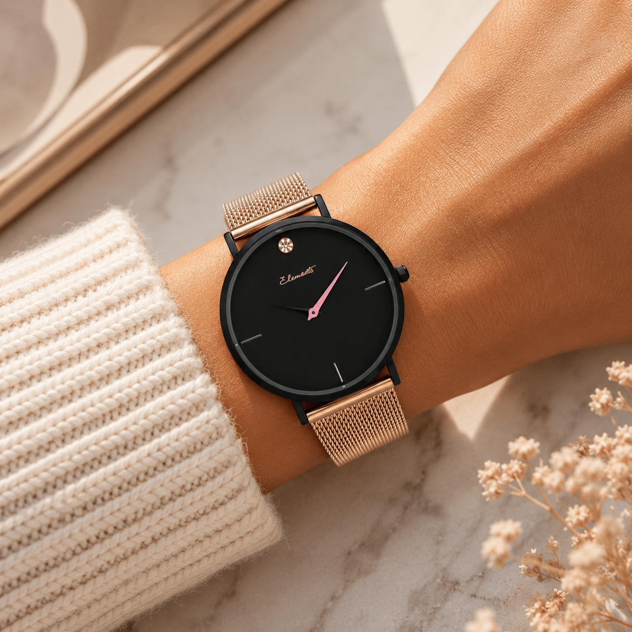 Rose Gold Mesh Women’s Watch 36mm | Strength 36 Rose Watch Elements Watches