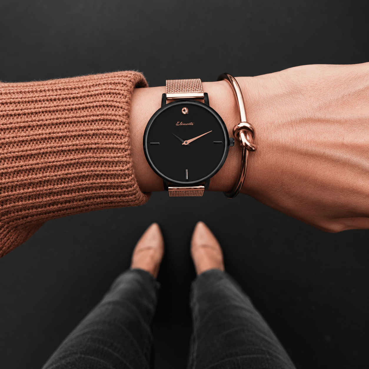 Rose Gold Mesh Women’s Watch 36mm | Strength 36 Rose Watch Elements Watches