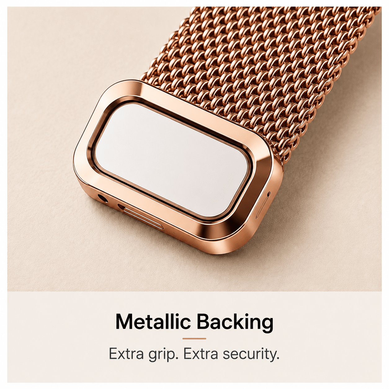 Rose Gold Milanese Mesh Apple Watch Band with Protective Case Bundle Watch Bands Elements Watches
