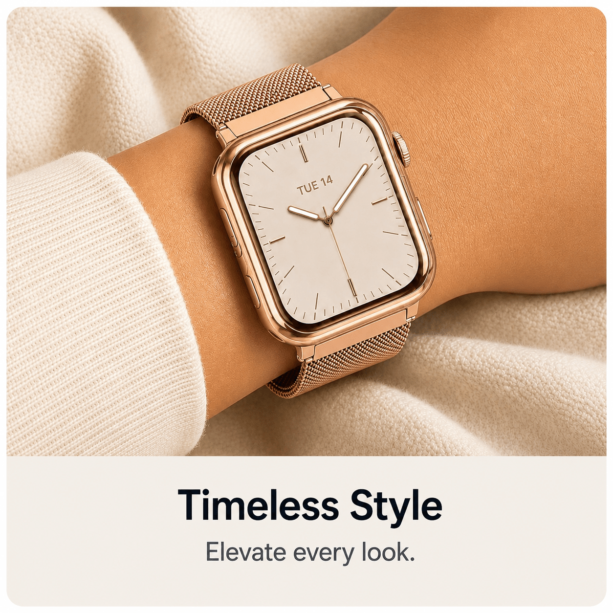 Rose Gold Milanese Mesh Apple Watch Band with Protective Case Bundle Watch Bands Elements Watches
