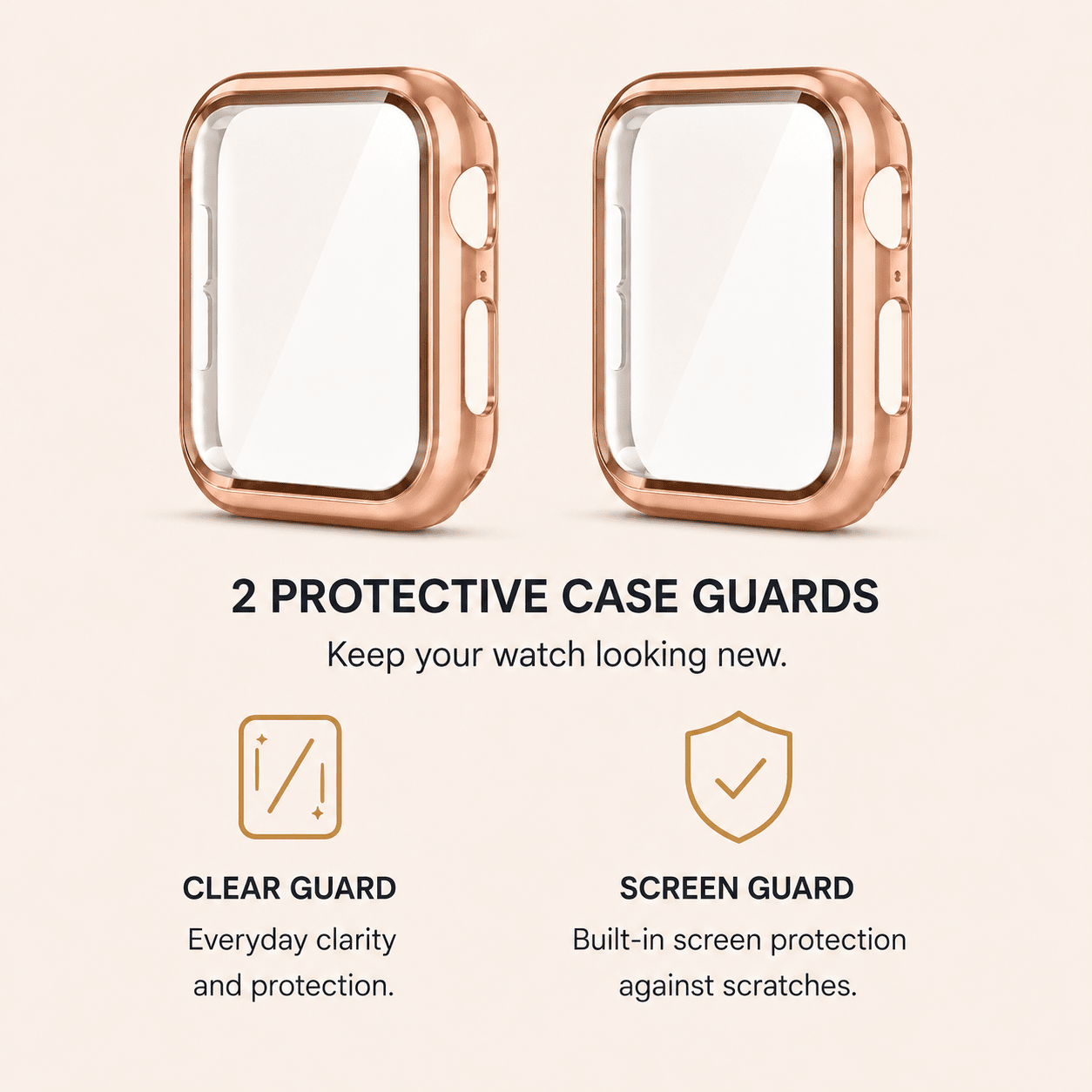 Rose Gold Milanese Mesh Apple Watch Band with Protective Case Bundle Watch Bands Elements Watches