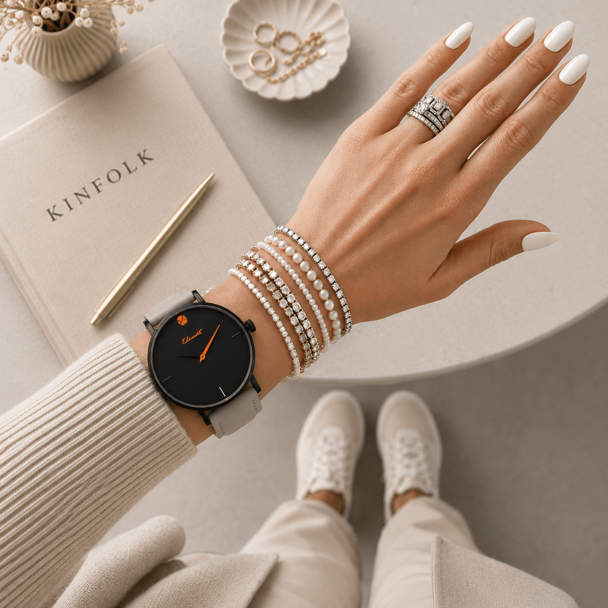 Women’s Minimalist Grey Leather Watch 40mm | Bestfriend 40 Slate Watch Elements Watches