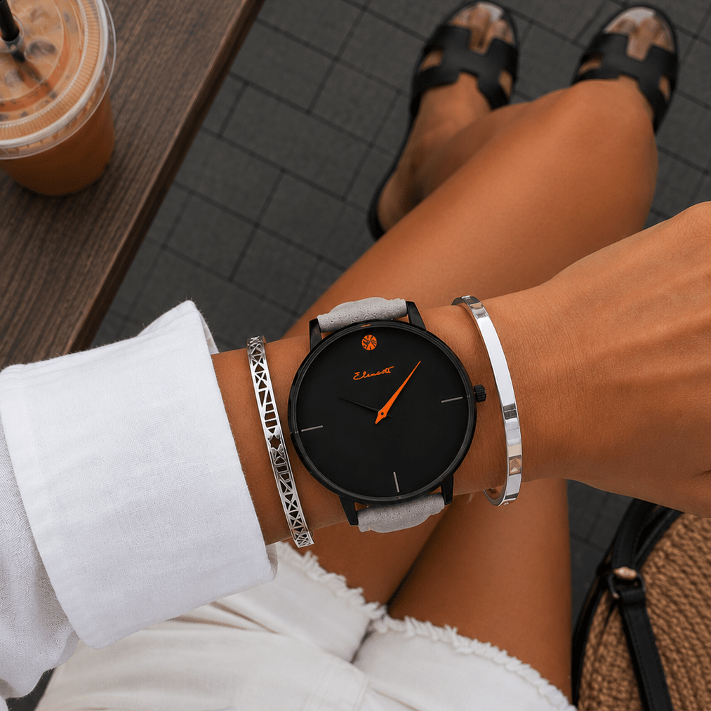 Women’s Minimalist Grey Leather Watch 40mm | Bestfriend 40 Slate Watch Elements Watches