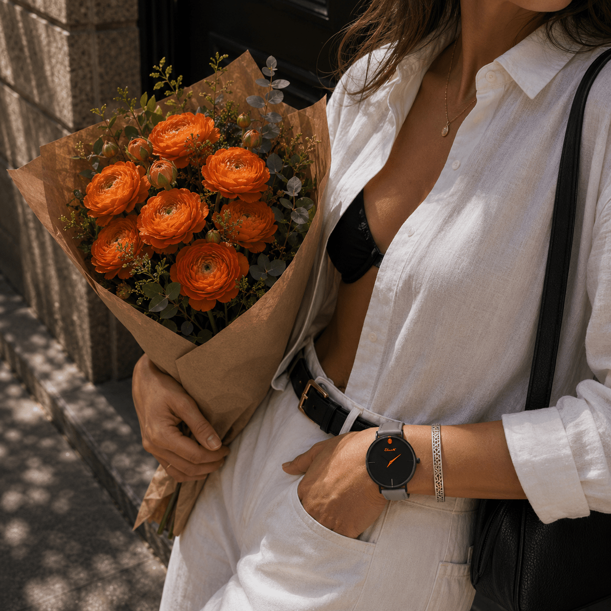 Women’s Minimalist Grey Leather Watch 40mm | Bestfriend 40 Slate Watch Elements Watches