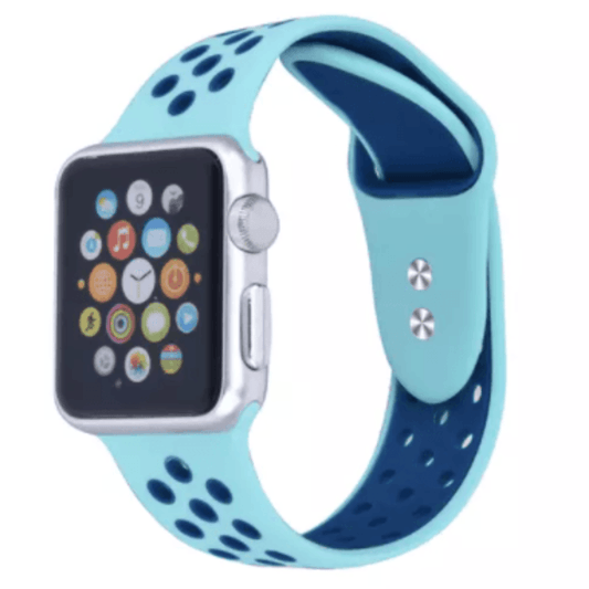 Breathable Silicone Sport Replacement Band for Apple Watch Aqua Navy Apple Watch Band Elements Watches