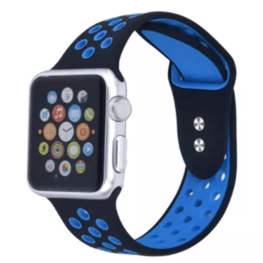 Breathable Silicone Sport Replacement Band for Apple Watch Black Blue Apple Watch Band Elements Watches