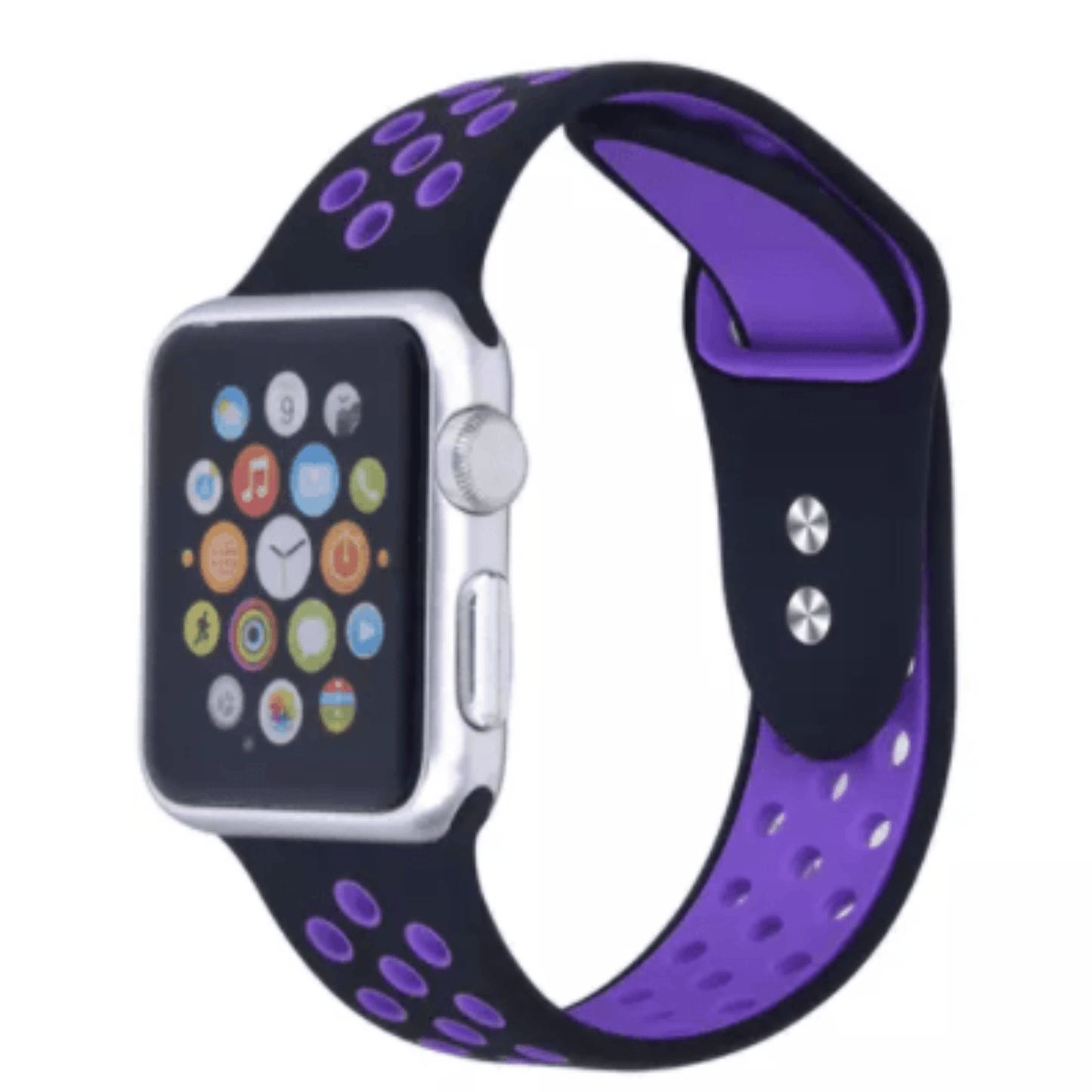 Breathable Silicone Sport Replacement Band for Apple Watch Black Purple Apple Watch Band Elements Watches