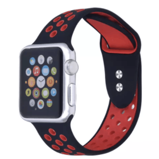 Breathable Silicone Sport Replacement Band for Apple Watch Black Red Apple Watch Band Elements Watches