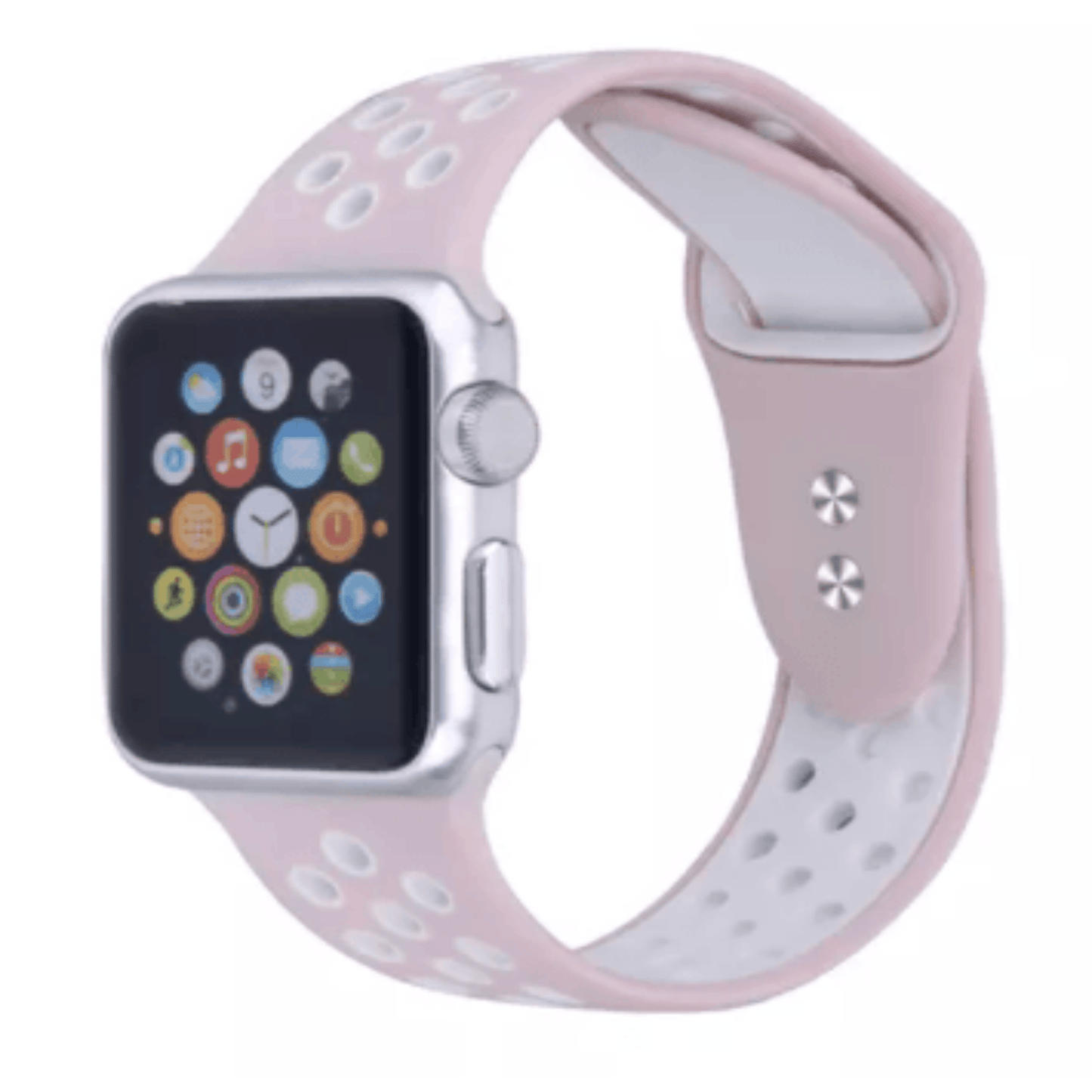 Breathable Silicone Sport Replacement Band for Apple Watch Light Pink White Apple Watch Band Elements Watches