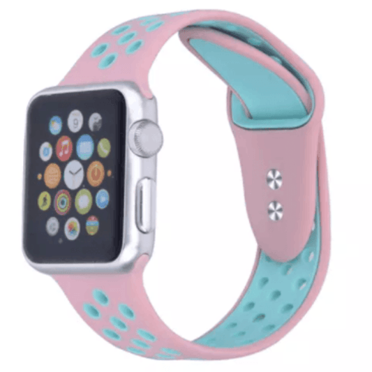 Breathable Silicone Sport Replacement Band for Apple Watch Pink Mint Apple Watch Band Elements Watches