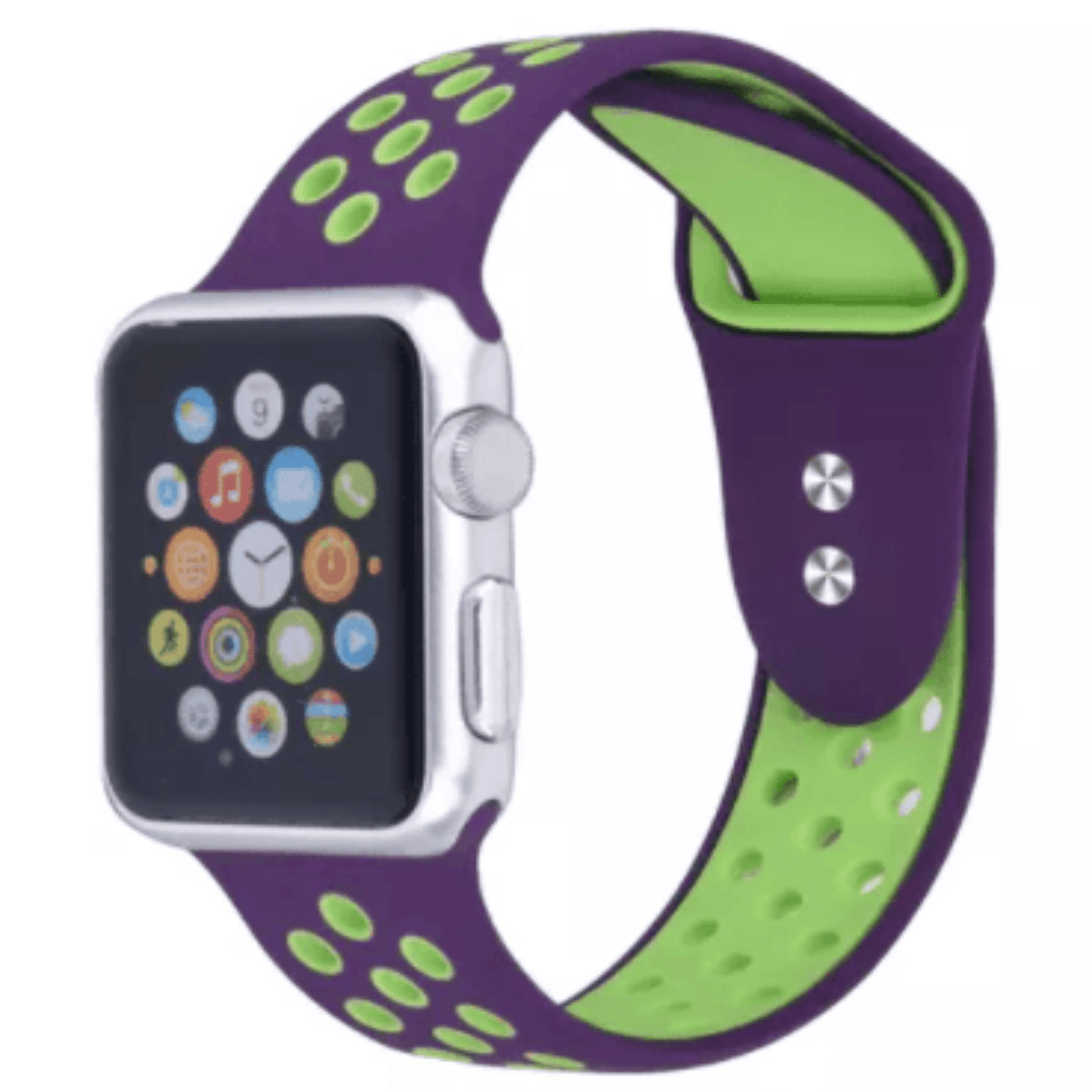 Breathable Silicone Sport Replacement Band for Apple Watch Purple Green Apple Watch Band Elements Watches