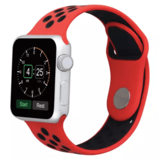 Breathable Silicone Sport Replacement Band for Apple Watch Red Black Apple Watch Band Elements Watches