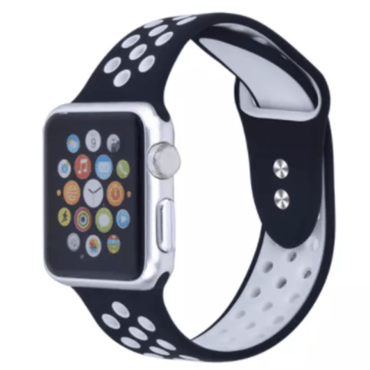 Breathable Silicone Sport Replacement Band for Apple Watch White Black Apple Watch Band Elements Watches