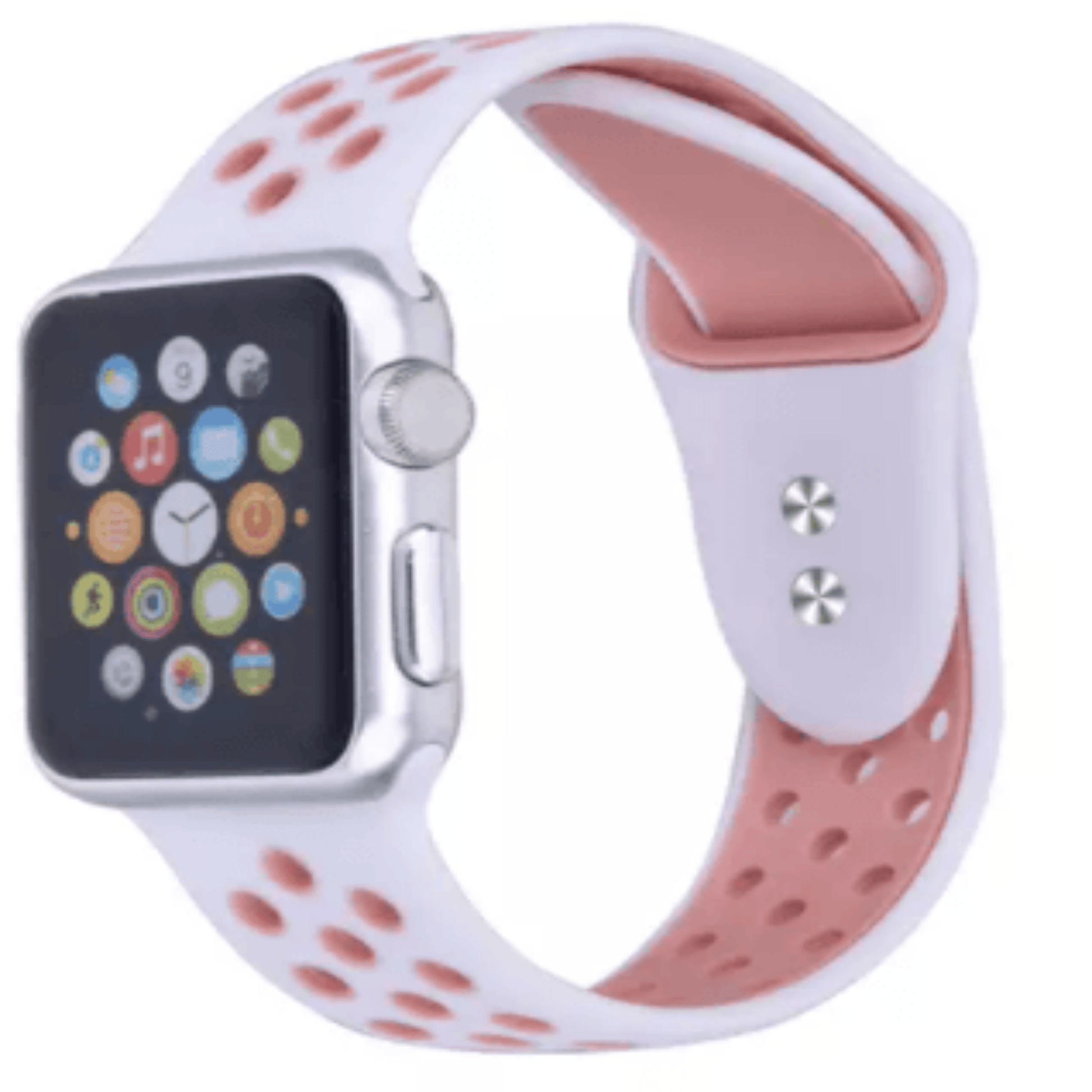 Elements Watches Breathable Silicone Sport Replacement Band for Apple Watch White Pink 42mm 44mm